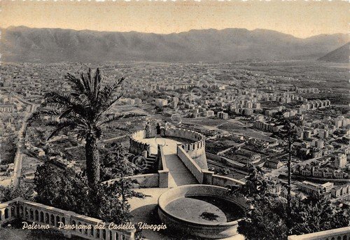 Cartolina Palermo Panorama da Castello Utveggio 1958