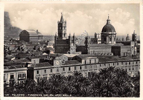 Cartolina Palermo Panorama da Palazzo Reale 1956