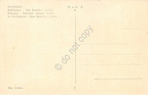 Cartolina Palermo Politeama Via E. Amari animata auto d'epoca | Immagine Gallery 2