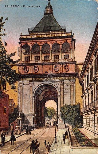 Cartolina Palermo Porta Nuova illustrata