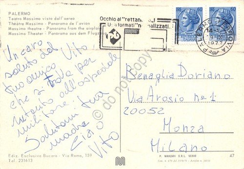 Cartolina Palermo Teatro Massimo visto da aereo 1977 timbro a … | Immagine Gallery 2