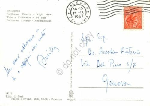 Cartolina Palermo Teatro Politeama Notturno 1957