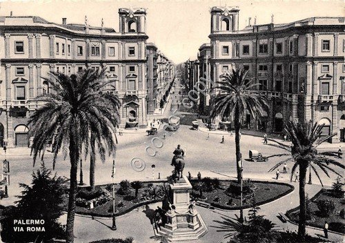 Cartolina Palermo Via Roma 1953
