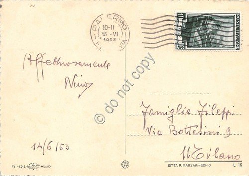 Cartolina Palermo Via Roma 1953