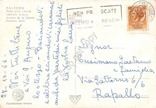 Cartolina Palermo Viale della Libertà dall'alto colorata 1966 | Immagine Gallery 2
