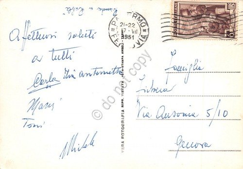 Cartolina Palermo Villa Giulia 1951