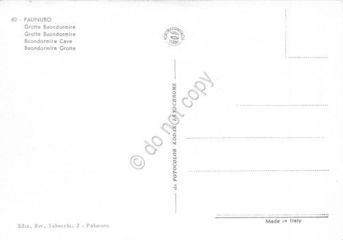 Cartolina Palinuro Grotte Buondormire animata macchiata (Salerno)