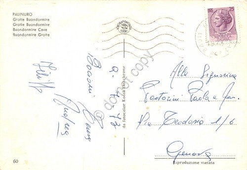 Cartolina Palinuro Grotte Spiaggia Buondormire 1973