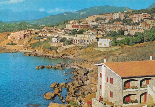 Cartolina Palinuro panorama dal porto case alberghi anni '80