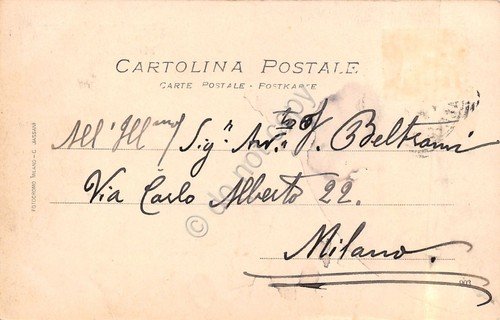 Cartolina Pallanza Piazza del mercato 1903 animata