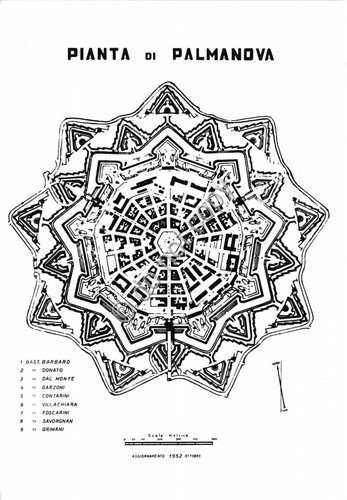 Cartolina Palmanova Pianta dei Bastioni Bromofoto 1968 (Udine)