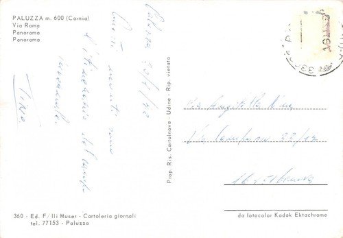 Cartolina Paluzza vedutine 1972 (Udine)