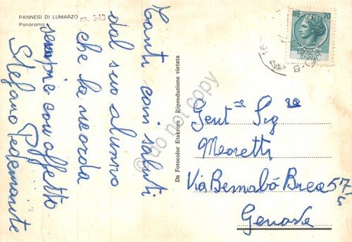 Cartolina Pannesi di Lumarzo panorama anni '70