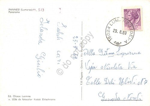 Cartolina Pannesi panorama 1969