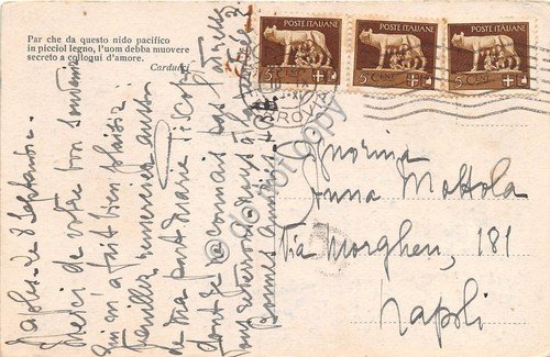 Cartolina Panorama con fiume Poesia Carducci al retro anni '40 | Immagine Gallery 2
