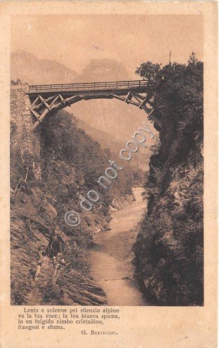 Cartolina Panorama con ponte e fiume poesia Bertacco 1914 | Immagine principale