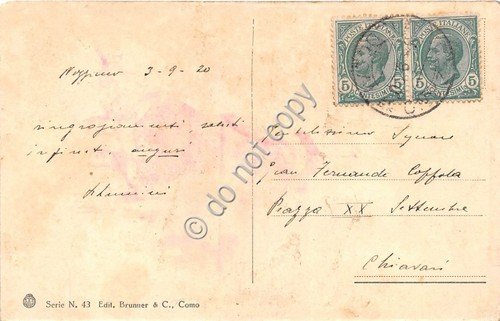 Cartolina panorama mare con barca a vela 1922 Ed. Brunner …