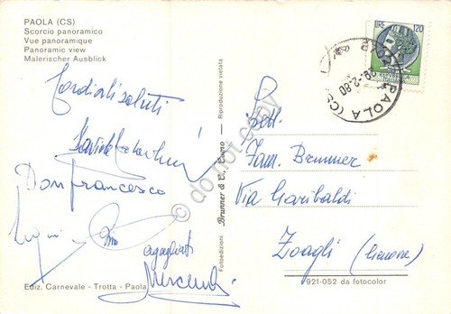 Cartolina Paola Panorama parziale 1980 (Cosenza)