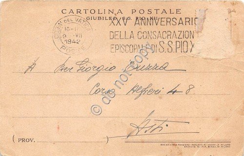 Cartolina Papa Pio XII Benedizione Giubileo 1942