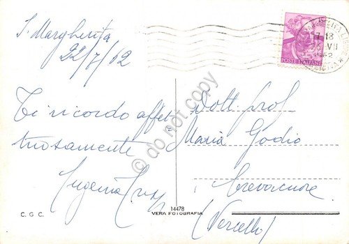 Cartolina Paraggi Baia e castello animata barche 1962