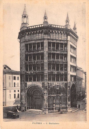 Cartolina Parma Battistero Auto d'epoca anni '40