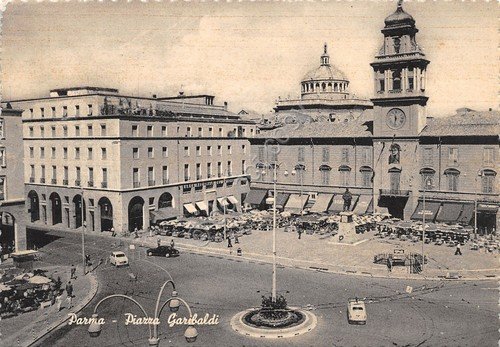 Cartolina Parma Piazza Garibaldi 1958 timbro Bologna teatro comunale Lirica | Immagine principale
