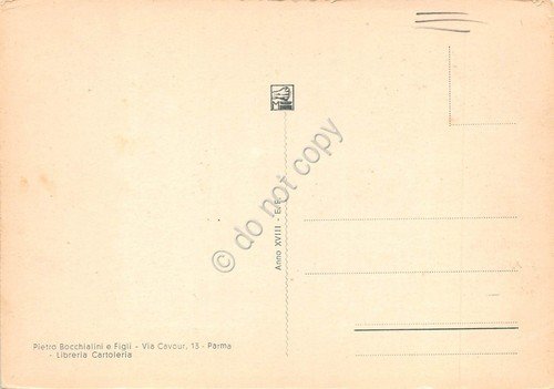 Cartolina Parma Ponte Dux animata carri ingiallita