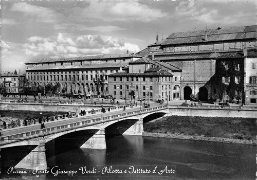 Cartolina Parma Ponte Giuseppe Verdi Pilotta Istituto di Arte 1956