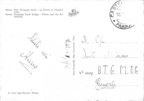 Cartolina Parma Ponte Giuseppe Verdi Pilotta Istituto di Arte 1956