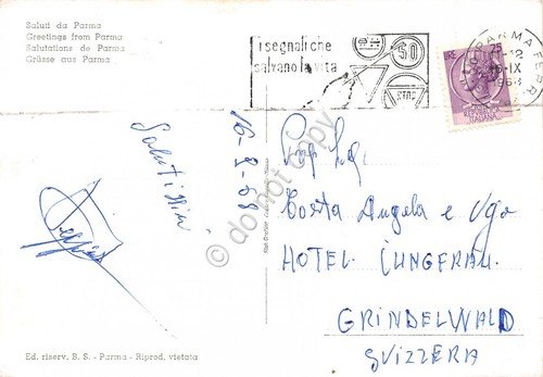 Cartolina Parma vedute 1968 Timbro a targhetta stradale | Immagine Gallery 2