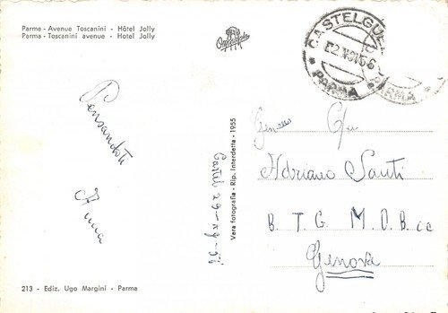 Cartolina Parma Viale Toscanini Hotel Jolly 1956