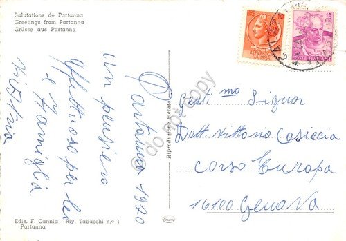 Cartolina Partanna vedute varie paese 1970