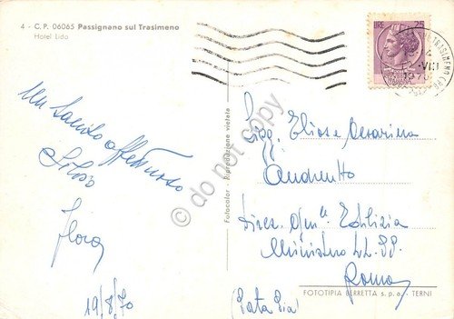 Cartolina Passignano sul Trasimeno Hotel Lido animata 1970