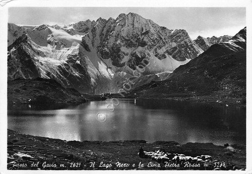 Cartolina Passo del Gavia Lago Nero Cima Pietra Rossa