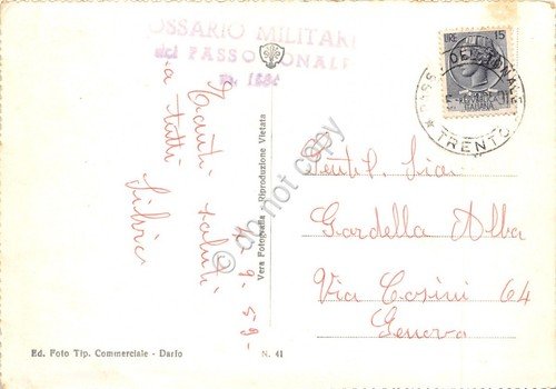 Cartolina Passo del Tonale Monumento ai Caduti della Guerra 1959 …
