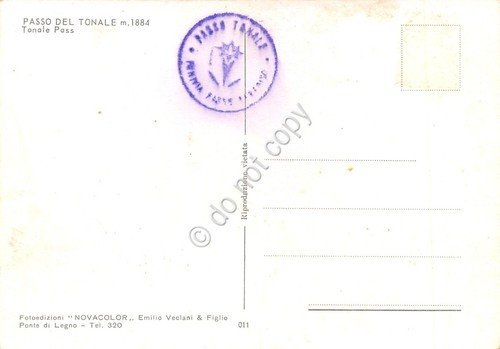 Cartolina Passo del Tonale monumento auto d'epoca