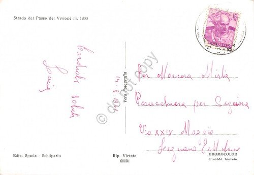 Cartolina Passo del Vivione Strada 1961 | Immagine Gallery 2