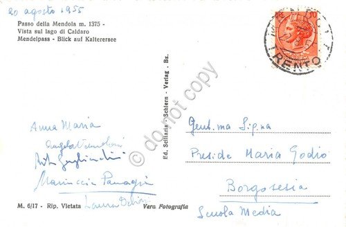 Cartolina Passo della Mendola Vista su Lago Caldaro 1955 | Immagine Gallery 2