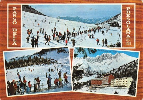 Cartolina Passo della Presolana vedute timbro Albergo Alpino (Bergamo) | Immagine principale