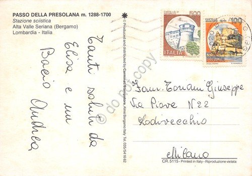 Cartolina Passo della Presolana vedute varie skilft sciatori anni '80 | Immagine Gallery 2