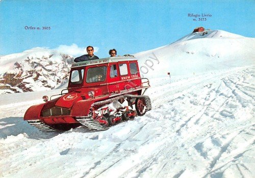 Cartolina Passo dello Stelvio Gatto delle nevi del Rifugio Livrio … | Immagine principale