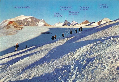 Cartolina Passo dello Stelvio Pirovano Università dello sci piste 1970