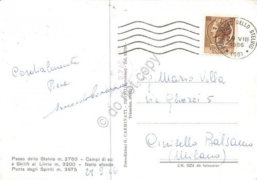 Cartolina Passo dello Stelvio Skilift al Livrio animata 1966