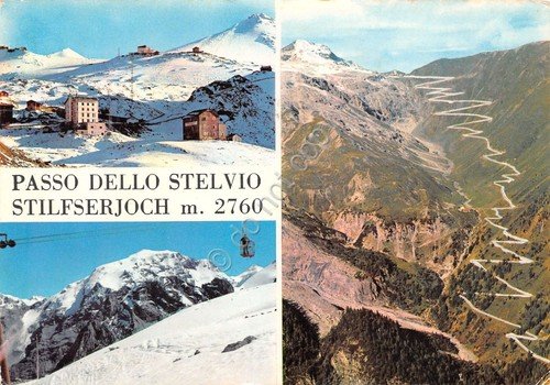 Cartolina Passo dello Stelvio vedute varie timbro scuola sci Sertorelli …