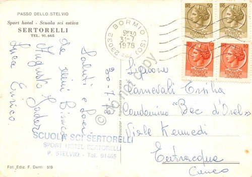 Cartolina Passo dello Stelvio vedute varie timbro scuola sci Sertorelli …