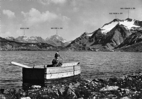 Cartolina Passo di Gavia Lago Bianco Piccolo barcaiolo del Rifugio …