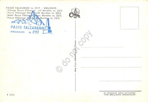 Cartolina Passo Falzarego Albergo e timbro Passo | Immagine Gallery 2