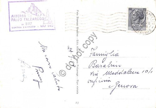 Cartolina Passo Falzarego Sasso di Stria 1958