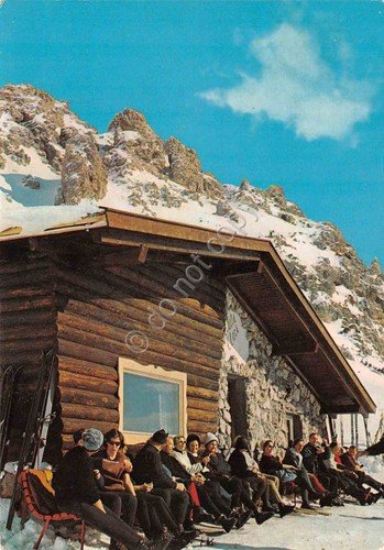 Cartolina Passo Gardena Baita Clark animata esterno Timbro Baita 1971 | Immagine principale
