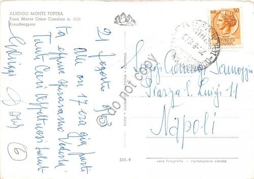 Cartolina Passo Monte Croce Comelico Albergo Monte Popera 1963